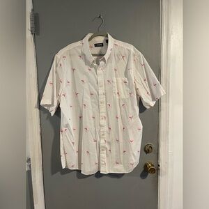 Chaps Casual Button Down with‎ Pink Flamingo Pattern Size XXL